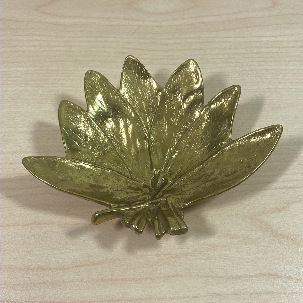 Virginia Metalcrafters Brass Sage Leaf-Shaped Decorative Dish